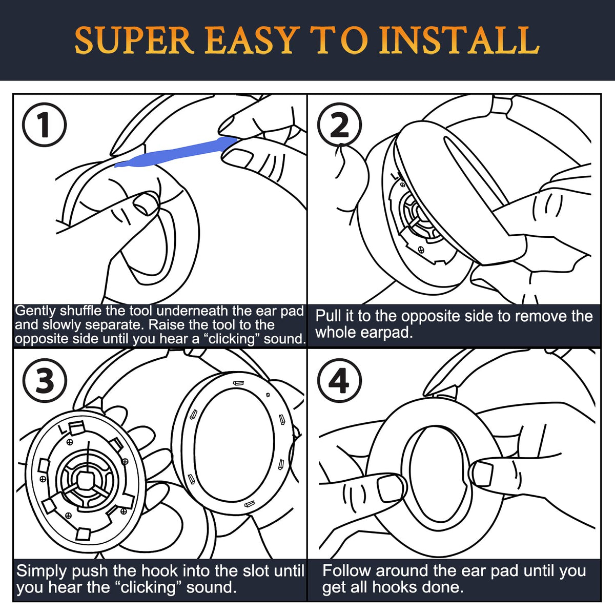 SOULWIT installation guide helps replace earpads in minutes.