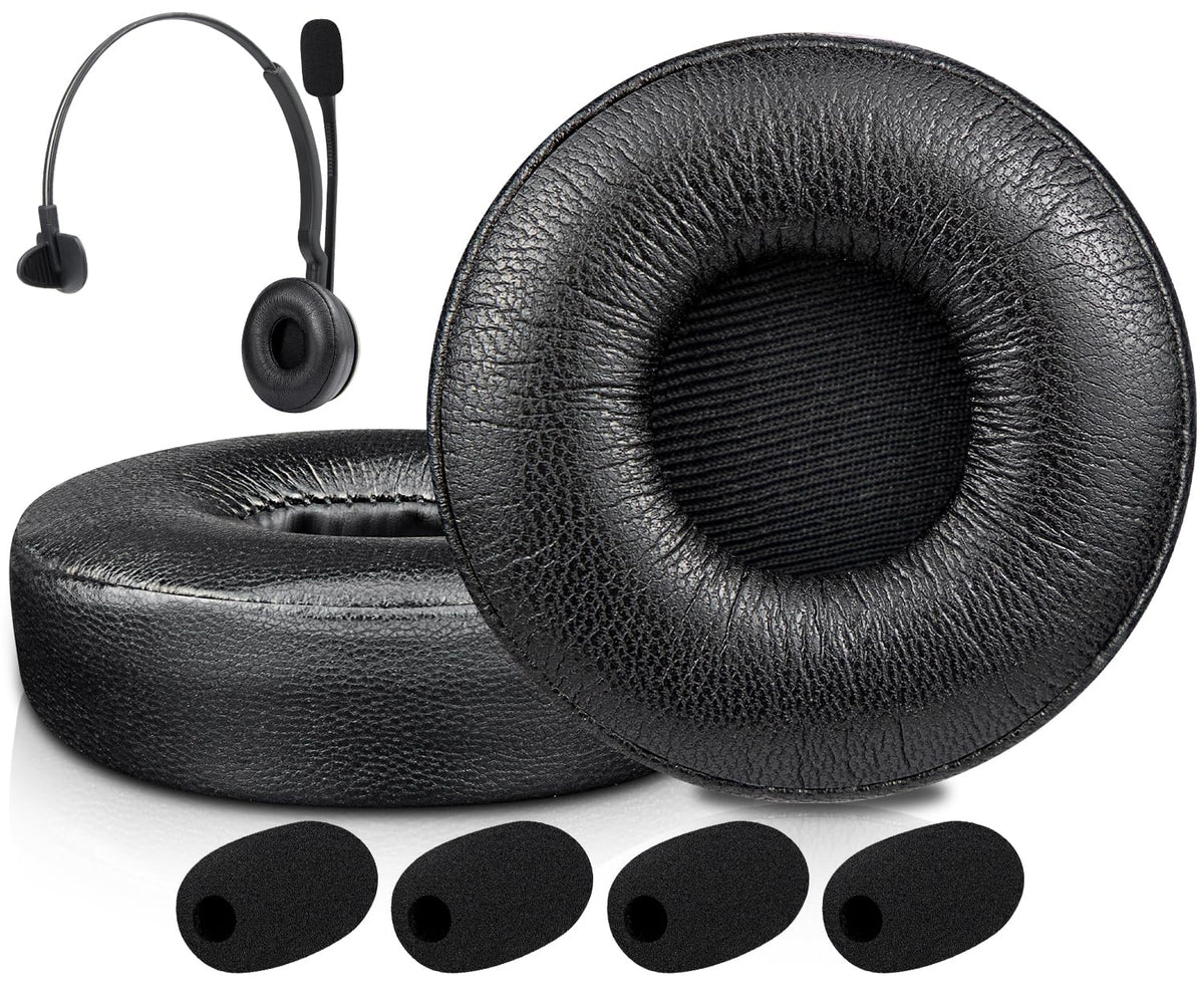 SOULWIT earpads for Jabra Engage mono closeup: premium leather feel and comfort.