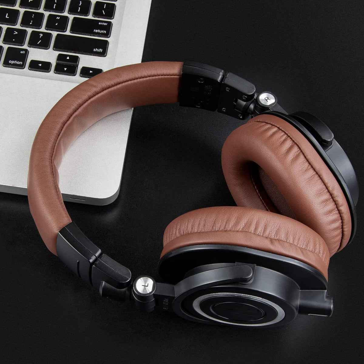 SOULWIT M50X earpads close-up highlighting memory foam and plush surface