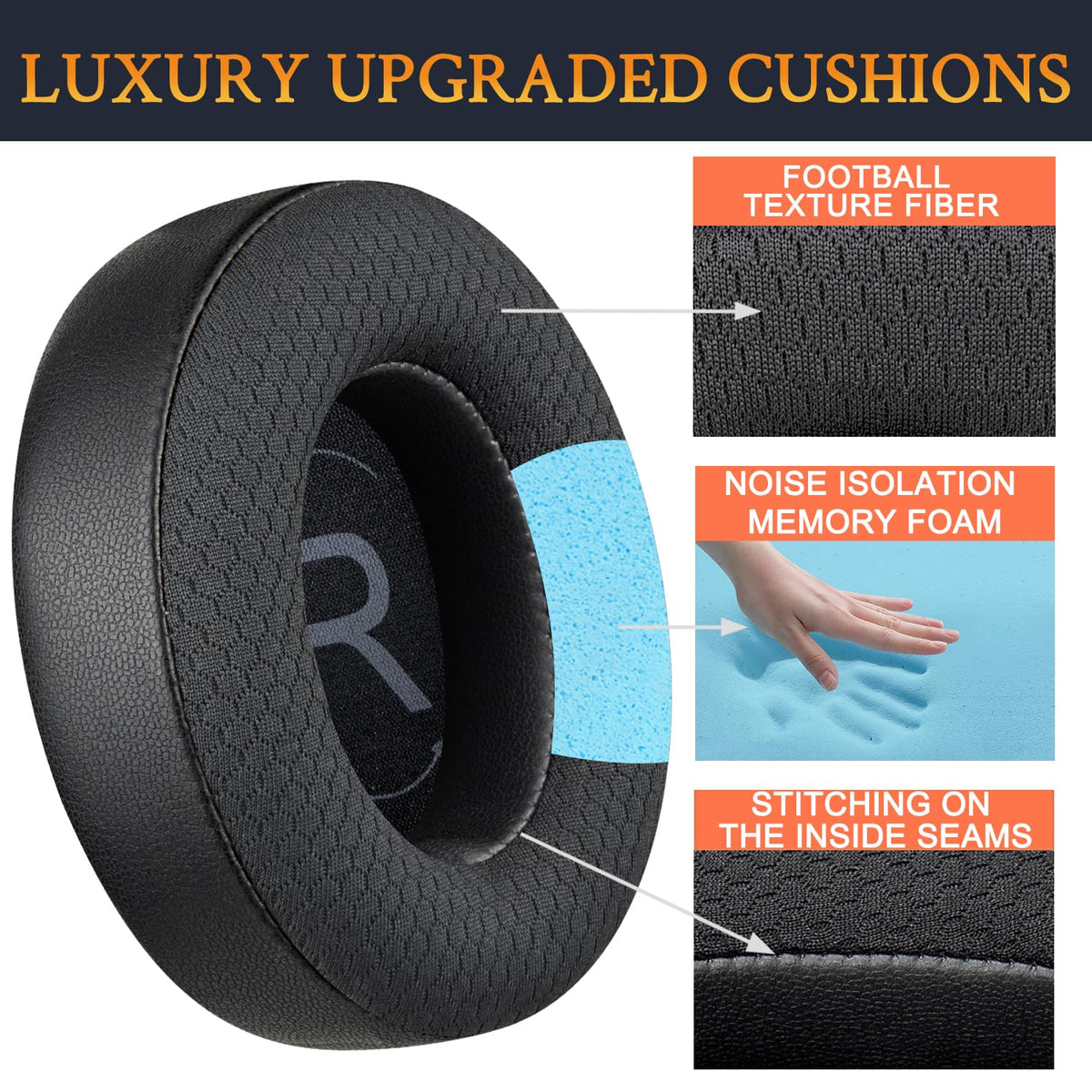 SOULWIT earpads memory foam closeup emphasizing cushioned support