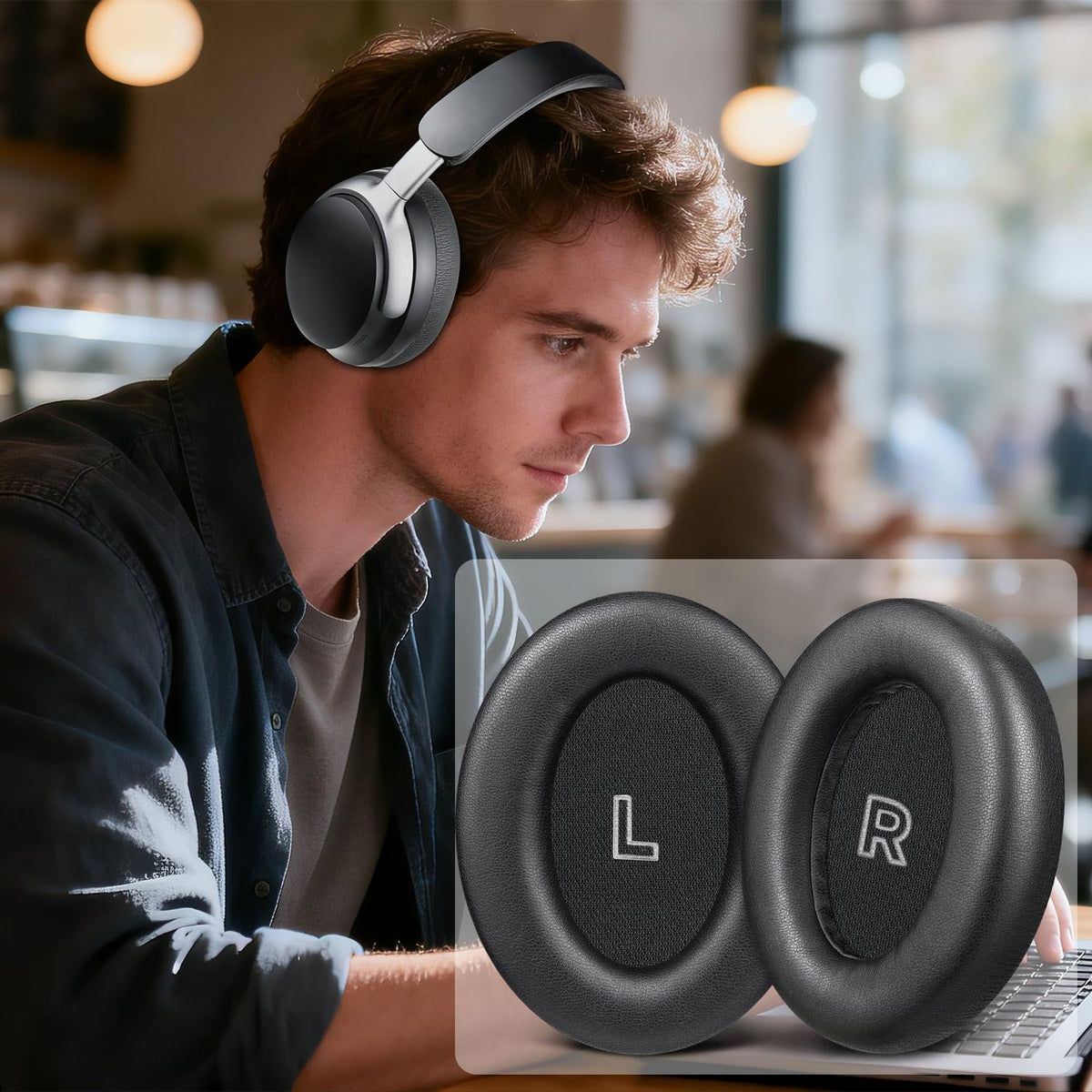 SOULWIT earpads mounted on QC Ultra headphones for restored comfort
