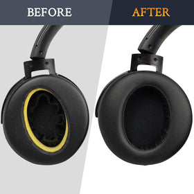 SOULWIT earpads installed on Sony headphones in use showing improved comfort during listening
