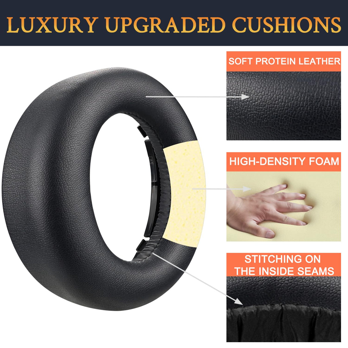 SOULWIT EarPads side-by-side with original for visual comparison on PS5 headset.