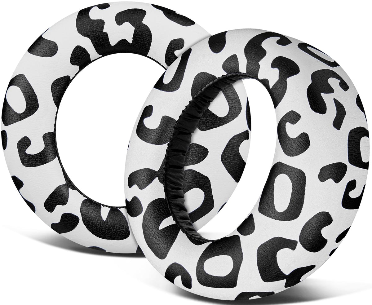 SOULWIT PS5 Pulse 3D earpads, snow leopard front view, enhances comfort and fit.