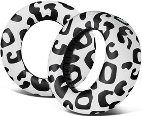 SOULWIT PS5 Pulse 3D earpads, snow leopard front view, enhances comfort and fit.