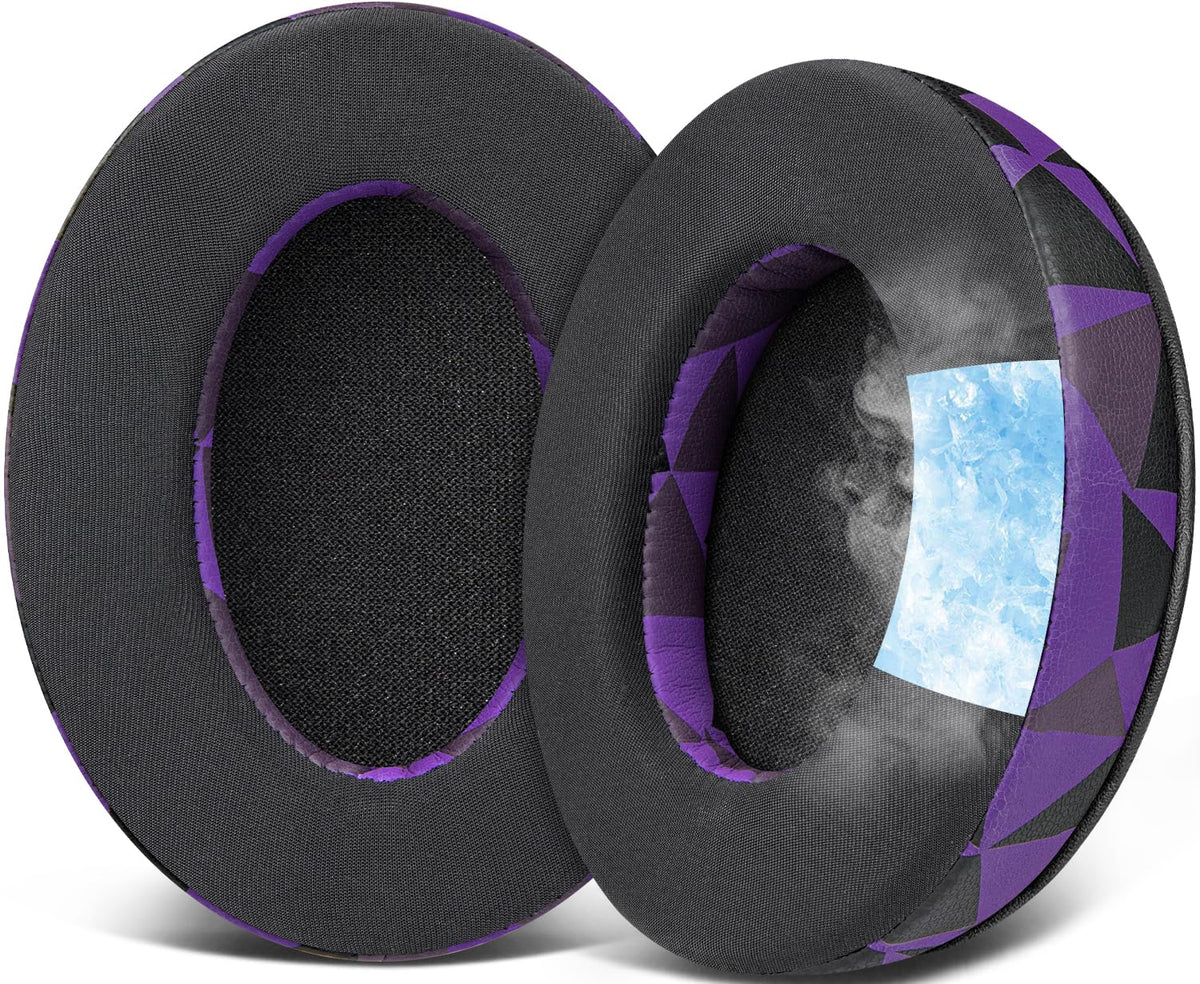 SOULWIT ear pads purple-black close-up for cooler, more comfortable listening.