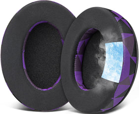 SOULWIT ear pads purple-black close-up for cooler, more comfortable listening.