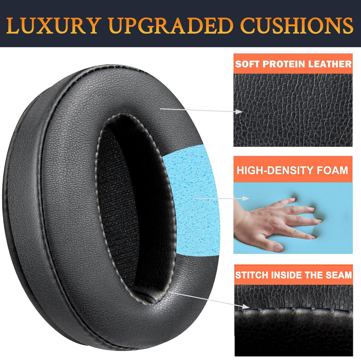 Black SOULWIT earpads paired with Sennheiser headset for everyday use.