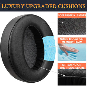 SOULWIT earpads beside ruler size comparison illustrating correct dimensions and fit