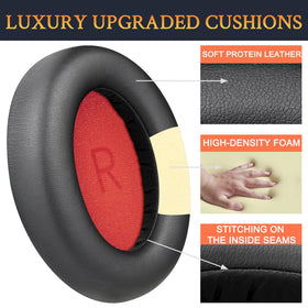 SOULWIT earpads close-up, soft protein leather texture and comfort