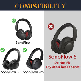 SOULWIT earpads for SonoFlow Pro, side view with premium protein leather feel