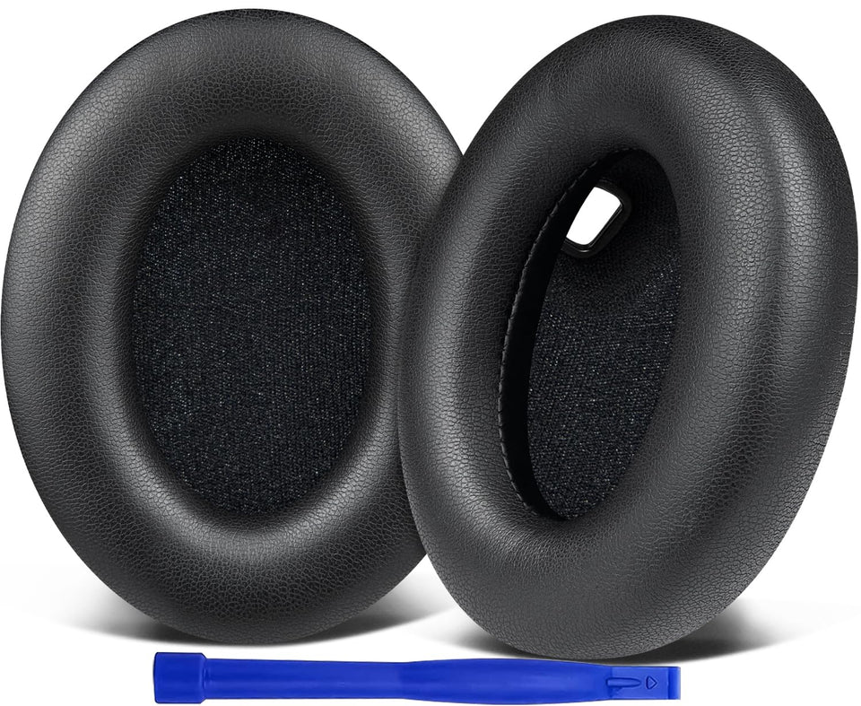 SOULWIT ear pads for Sony WH-1000XM4 closeup of cushioned comfort and stitching