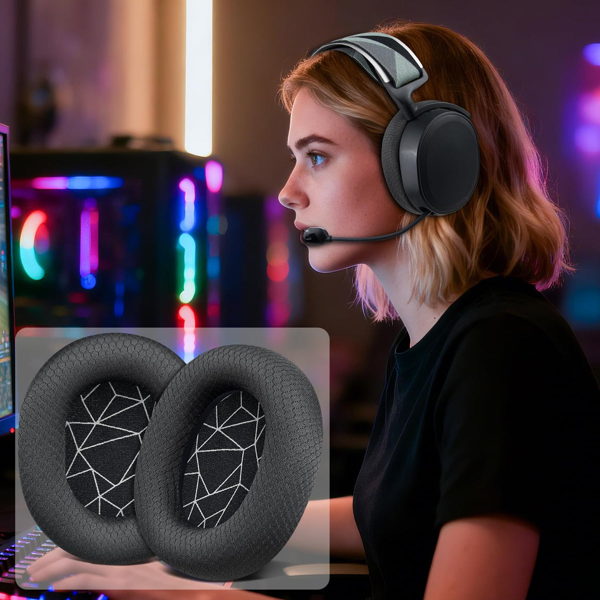 SOULWIT earpads black-with-white-line for clean look and comfort