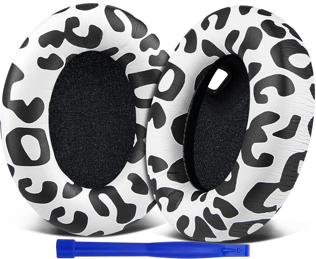 SOULWIT earpads for WH-1000XM4 snow leopard foam closeup with enhanced comfort