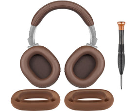 SOULWIT front view of replacement kit showing coffee ear pads and headband protecting headphones