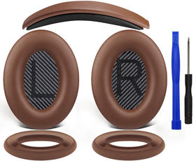 SOULWIT replacement kit front view showing coffee ear pads and headband, renewing comfort