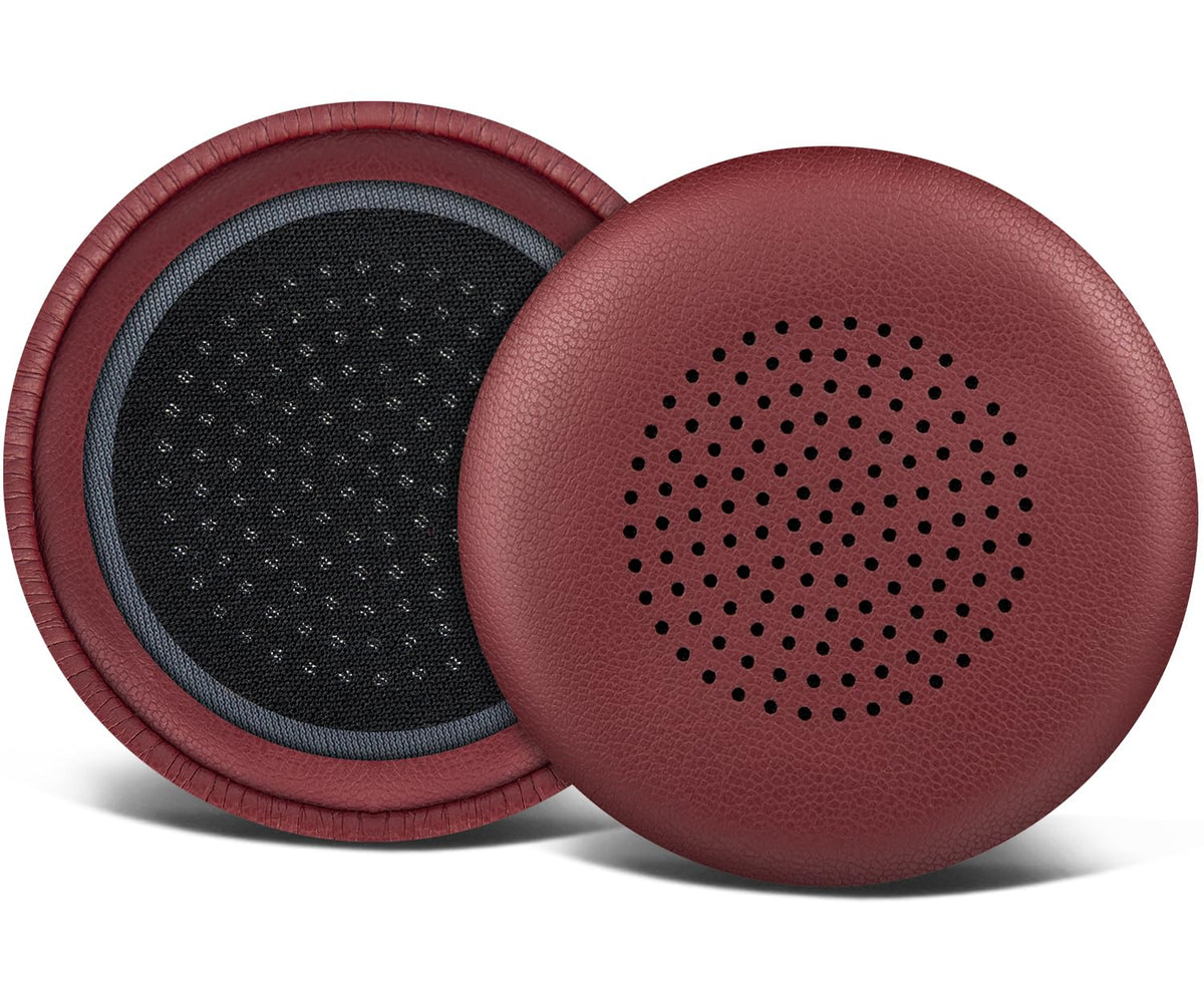 SOULWIT front view shows burgundy earpad cover restoring headset appearance and comfort