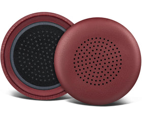 SOULWIT front view shows burgundy earpad cover restoring headset appearance and comfort