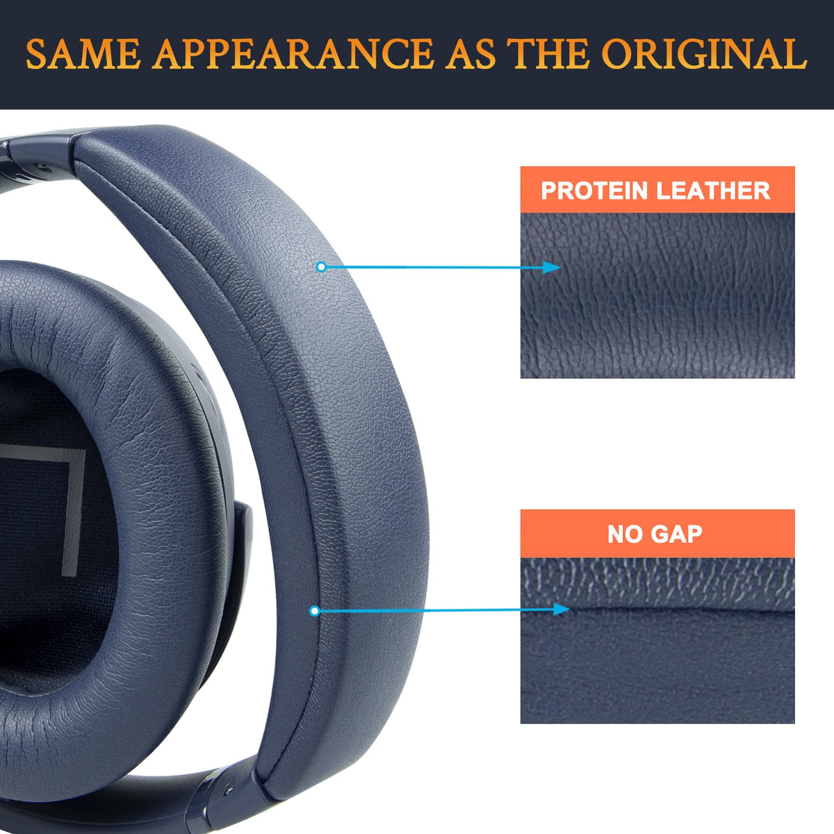 SOULWIT blue headband detail shows stitching and leather texture