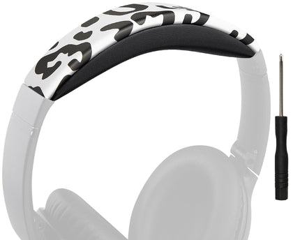 SOULWIT headband cover for Bose QC45 snow leopard pattern adds style and comfort.