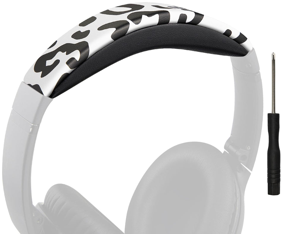 SOULWIT headband cover for Bose QC45 snow leopard pattern adds style and comfort.