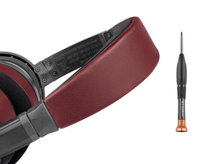 SOULWIT burgundy headband cover close-up showing premium protein leather for comfort
