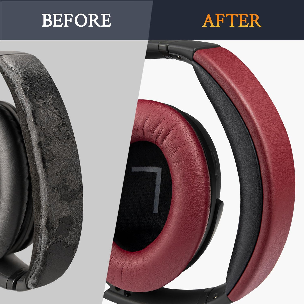Installed burgundy headband cover on Bose QC45 for reference.