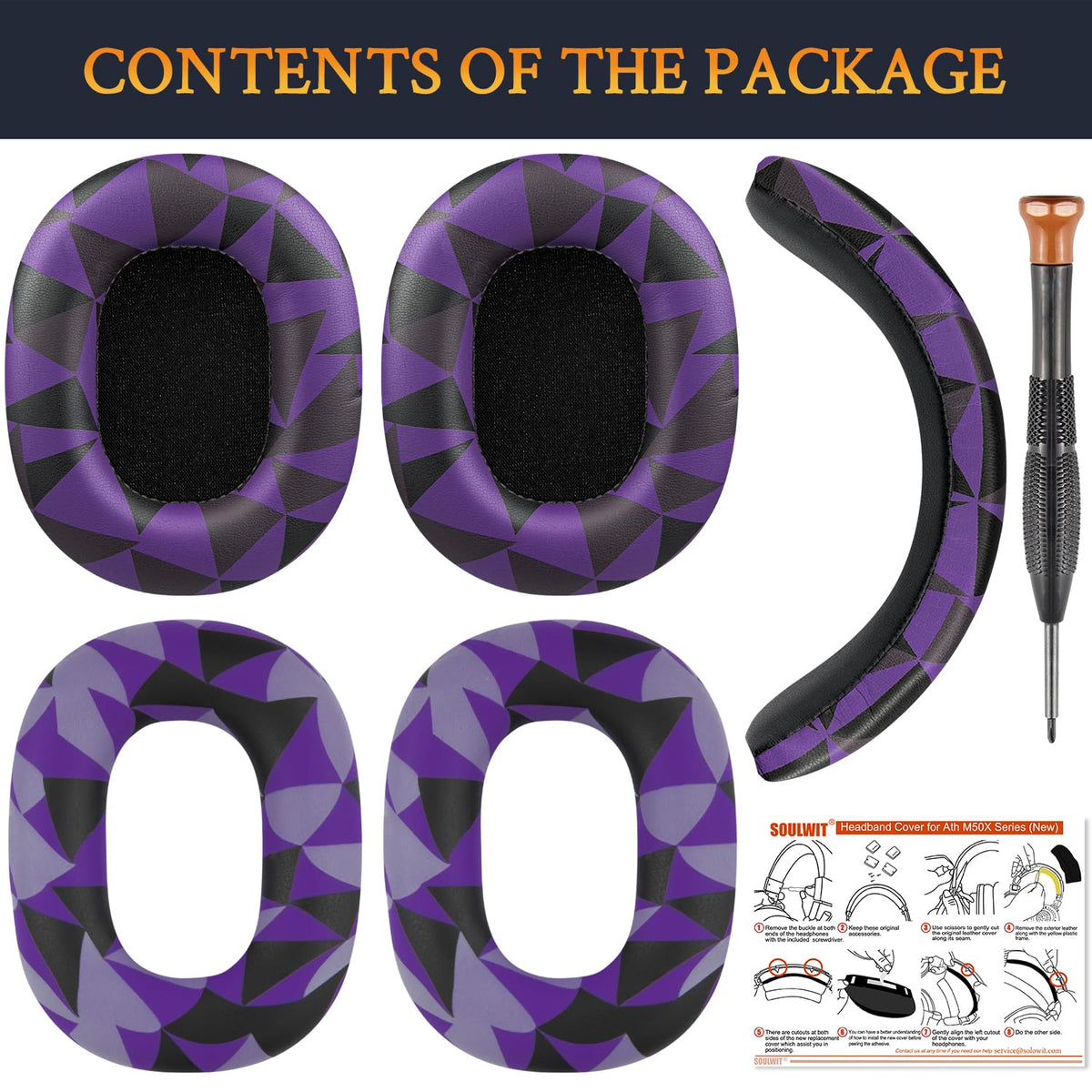 SOULWIT headband cover curved stitching for a snug, comfortable fit.