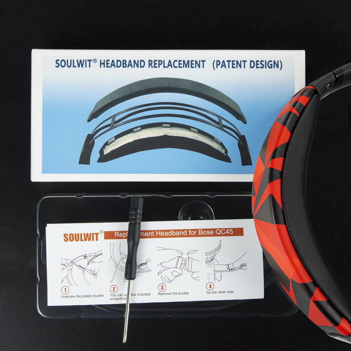 SOULWIT headband cover included easy install guide.