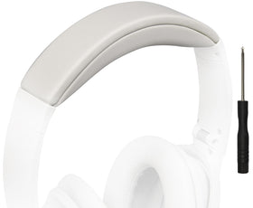 SOULWIT headband cover in white smoke close-up showing premium protein leather for comfort