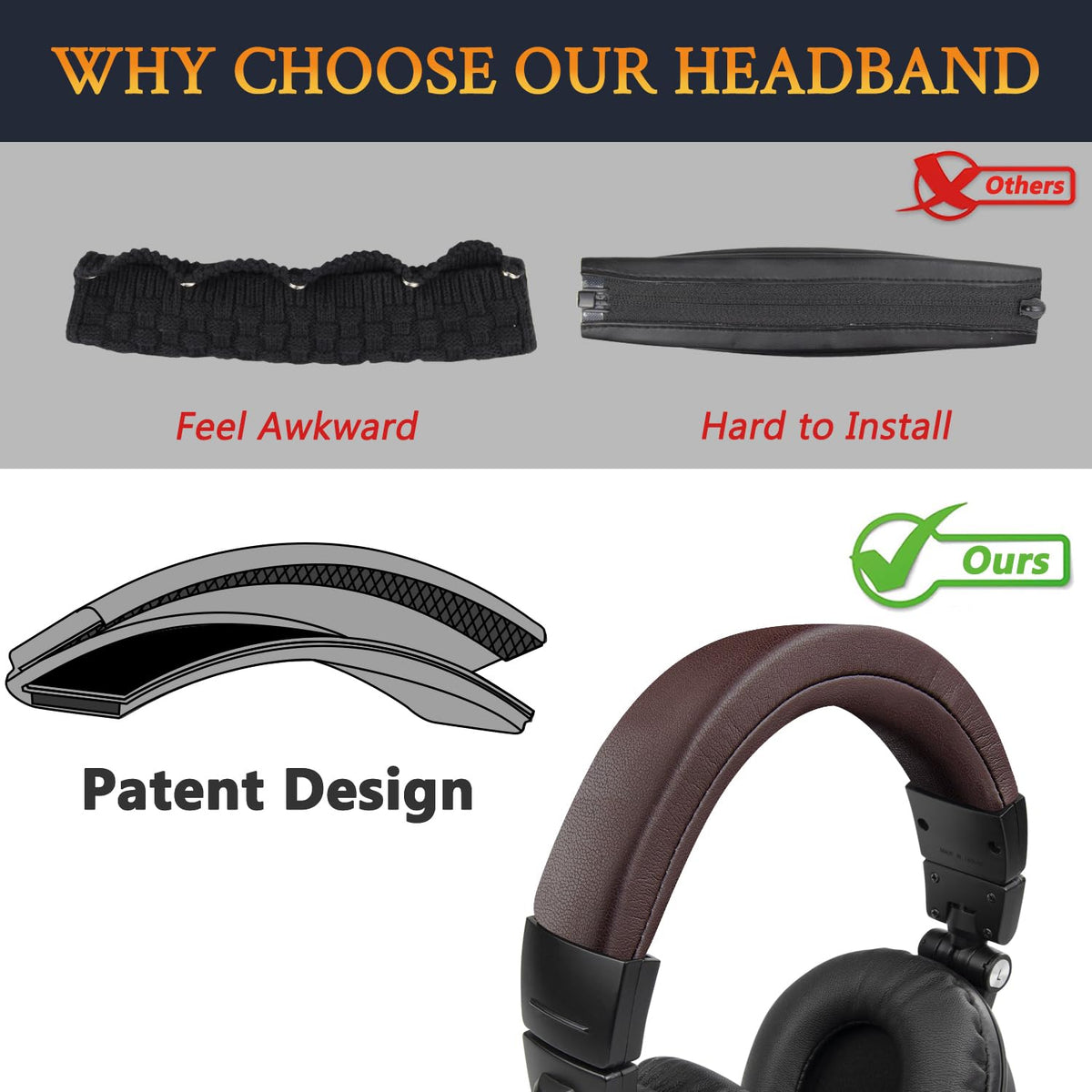 Dark coffee replacement pad enhances style and renewed comfort on ATH M50x.