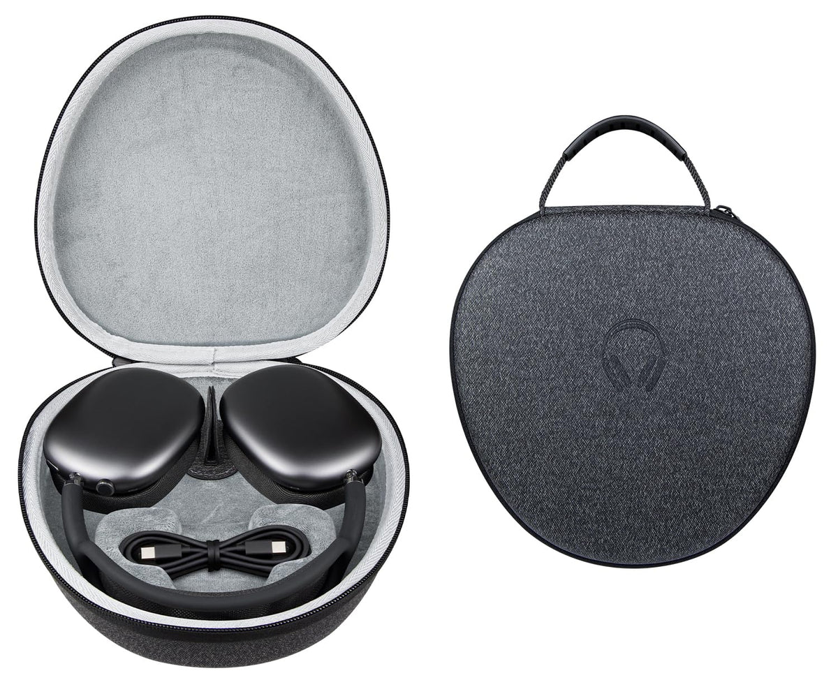 SOULWIT Headphones Smart Case Space Gray open showing secure fit for AirPods Max