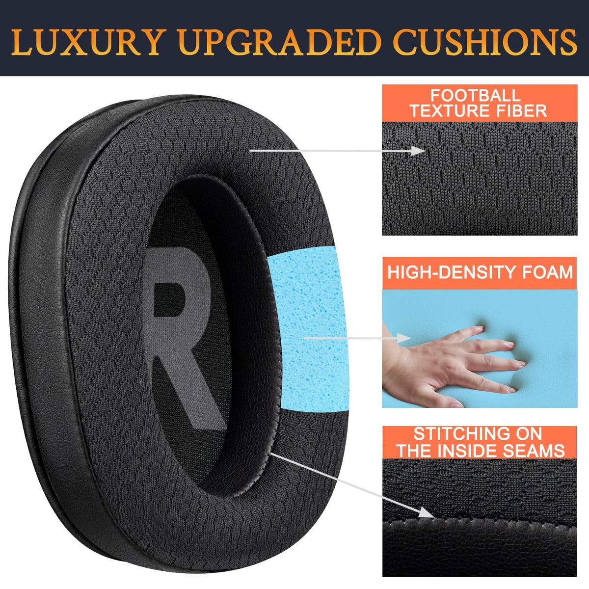 Detail of high-density foam core in SOULWIT earpads for soft long-wear comfort.