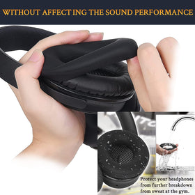 SOULWIT hands installing ear pad showing easy DIY replacement benefit