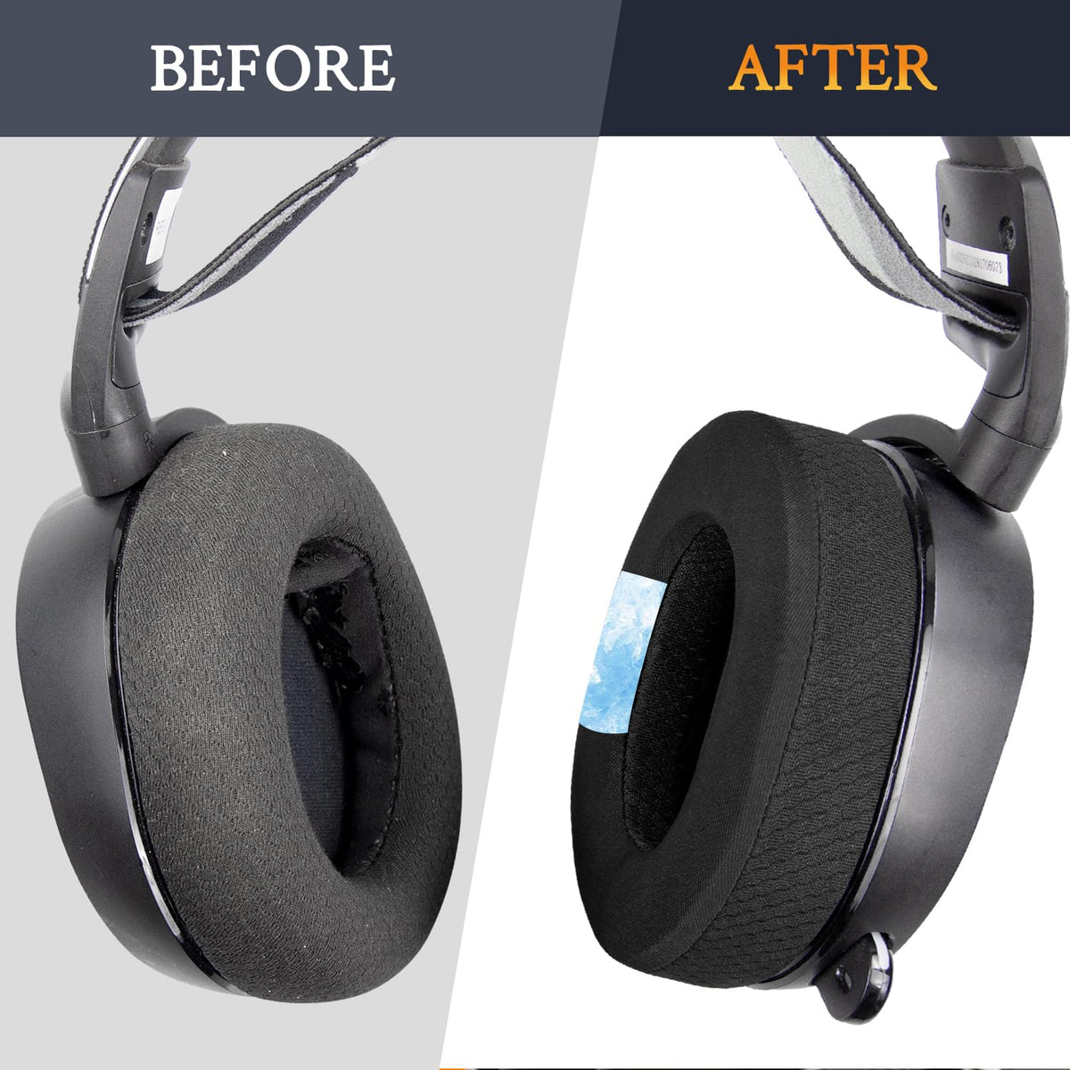 SOULWIT step-by-step installation display for an easy tool-free earpad swap