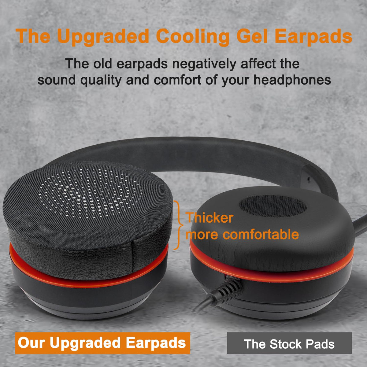 SOULWIT earpads installed on Jabra Evolve 65 demonstrating restored comfort benefit