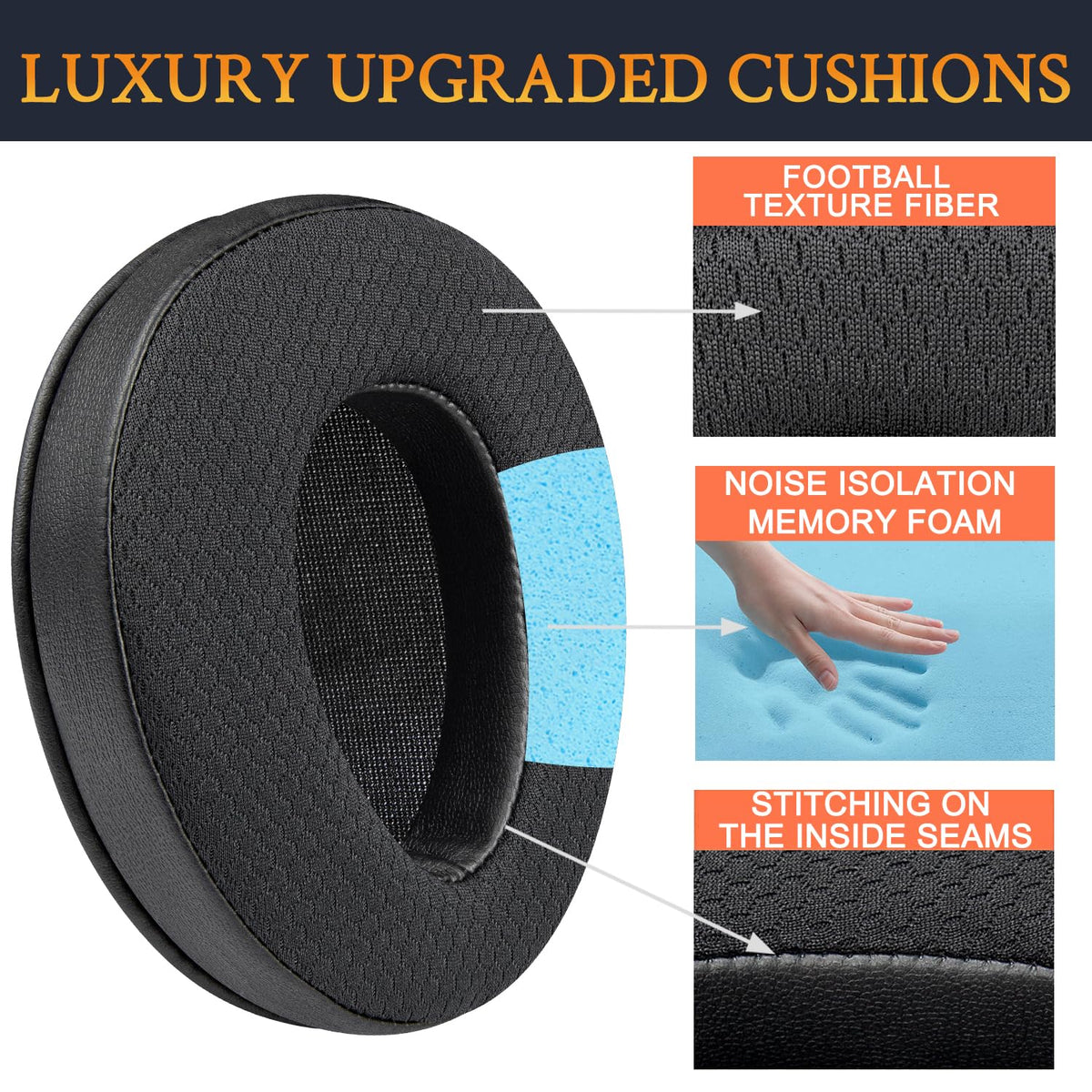 SOULWIT earpads installed on Sony headphones demonstrating proper fit and seal