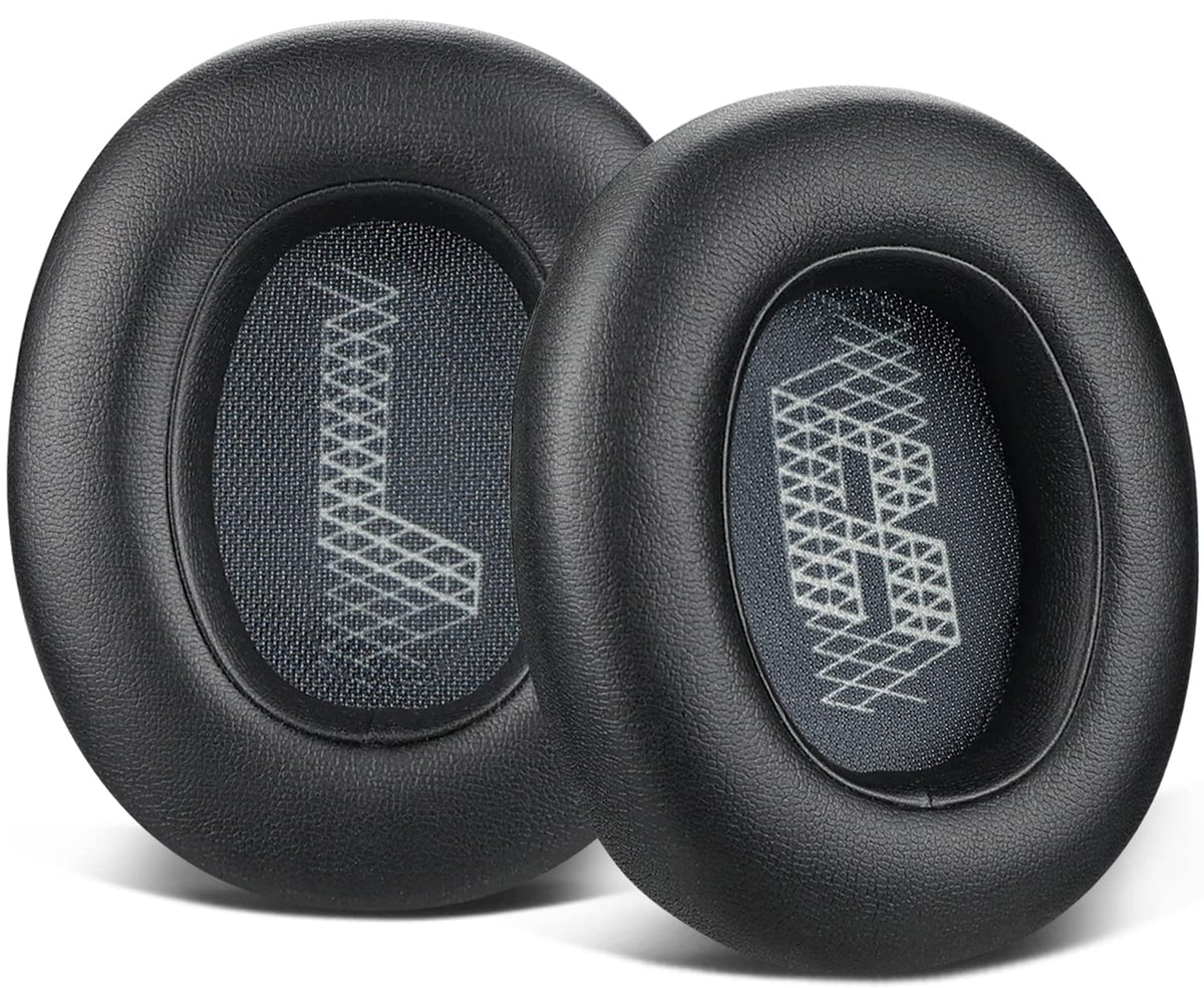 SOULWIT JBL E65BTNC earpads close-up showing premium soft leather for comfort