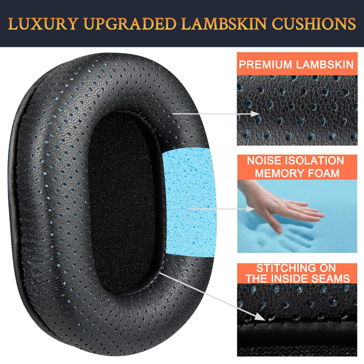 SOULWIT lambskin ear pads for M40x fit, plush comfort for long sessions.