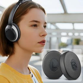 SOULWIT lifestyle shot of commuter wearing headphones for improved comfort and isolation