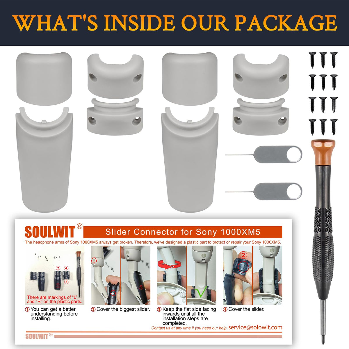 SOULWIT packaging contents with printed instructions for easier installation