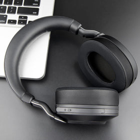 Compact packaging includes replacement earpads and foam