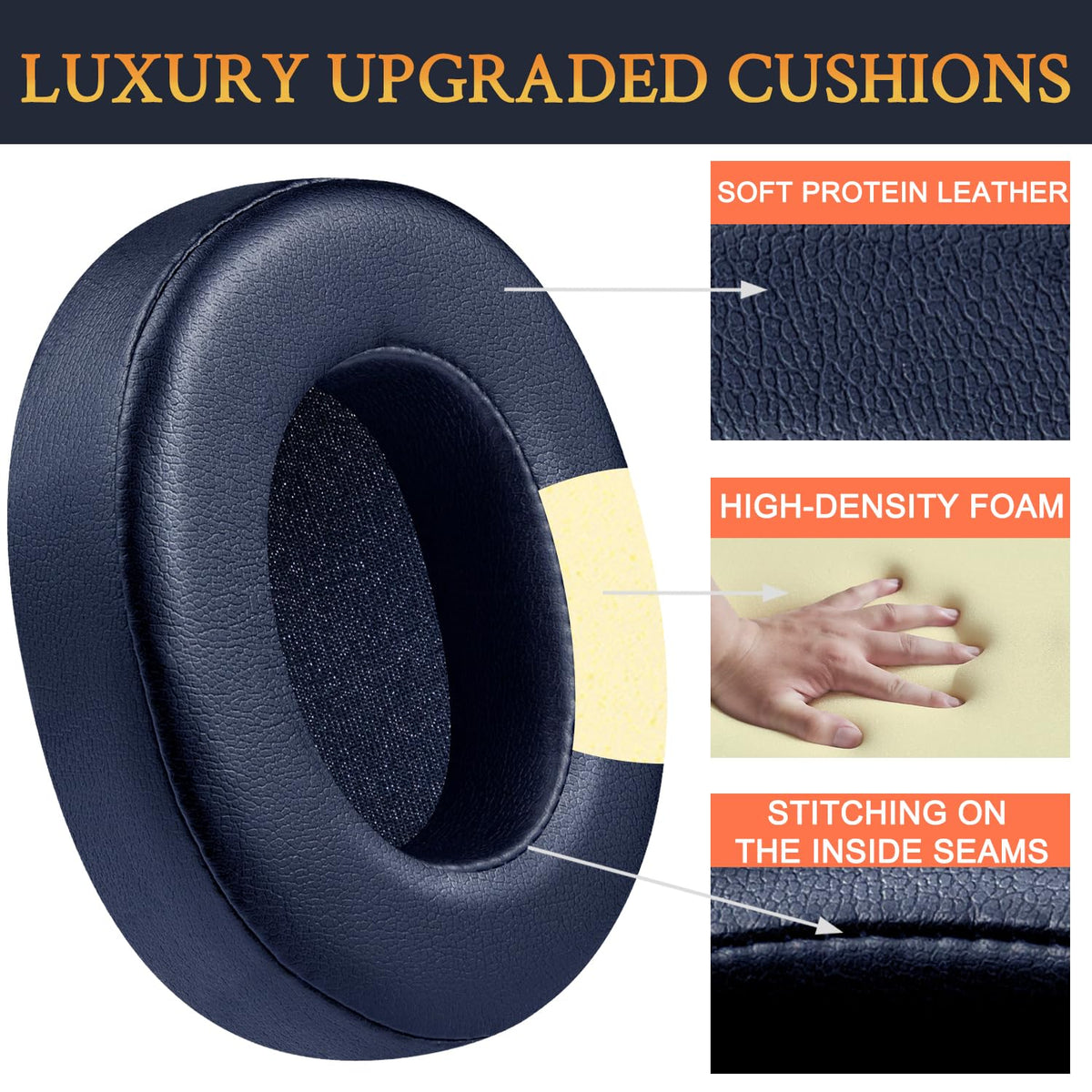 Closeup of protein leather texture on SOULWIT ear pads