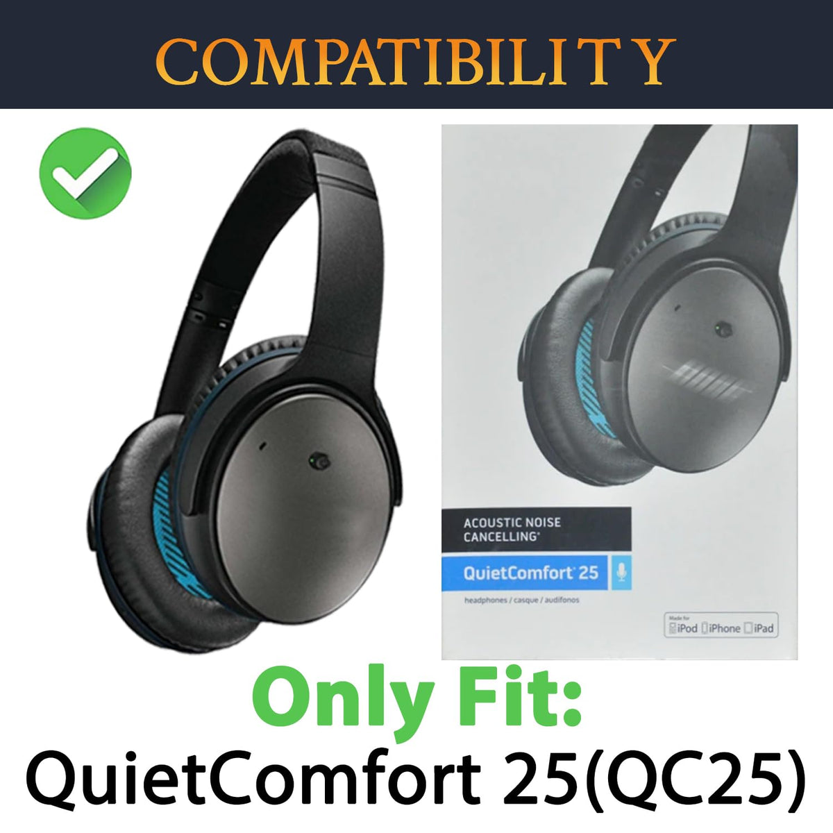 Installation guide for the SOULWIT headband cover on QC25 headphones.