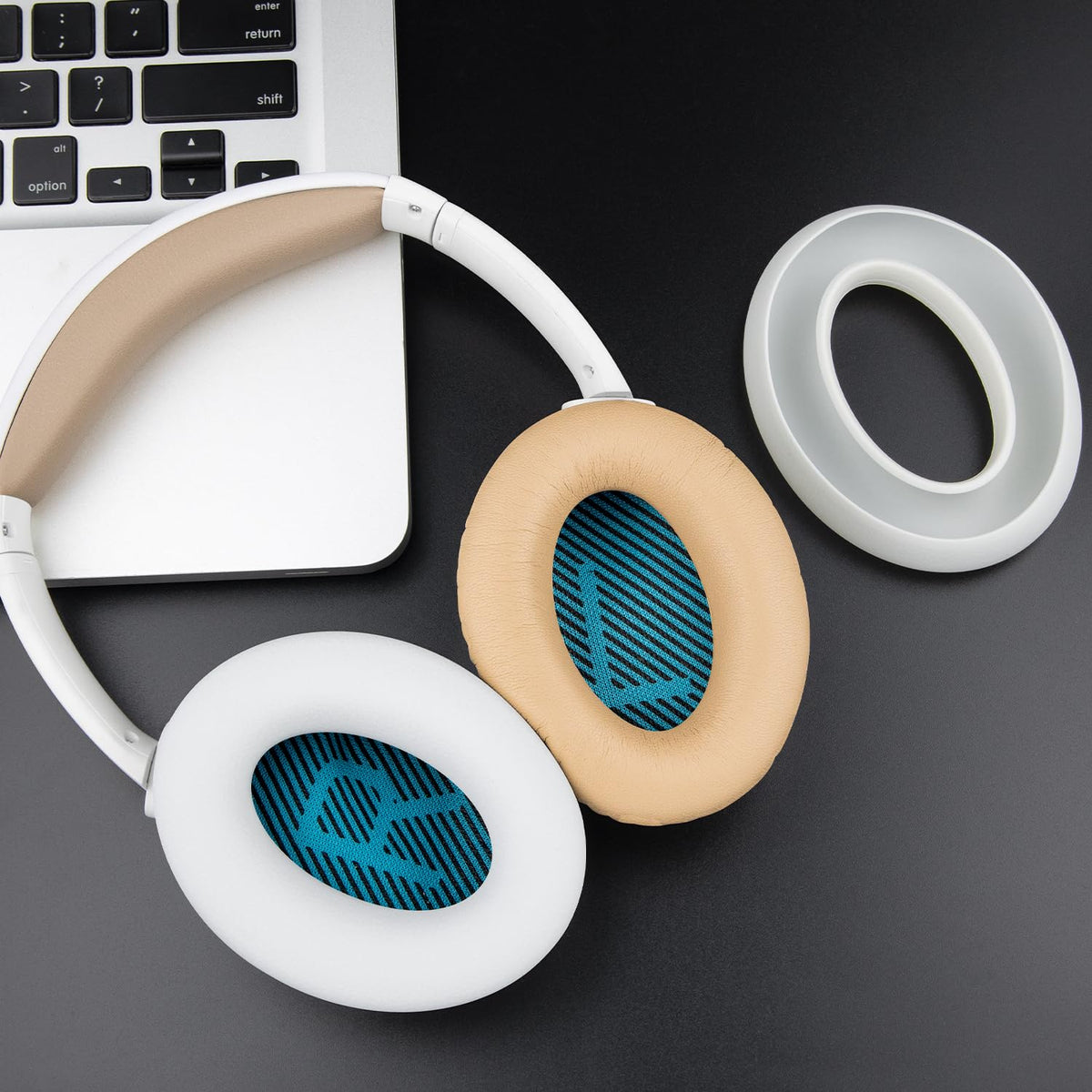 SOULWIT QC25 beige silicone sweat cover protecting headphones