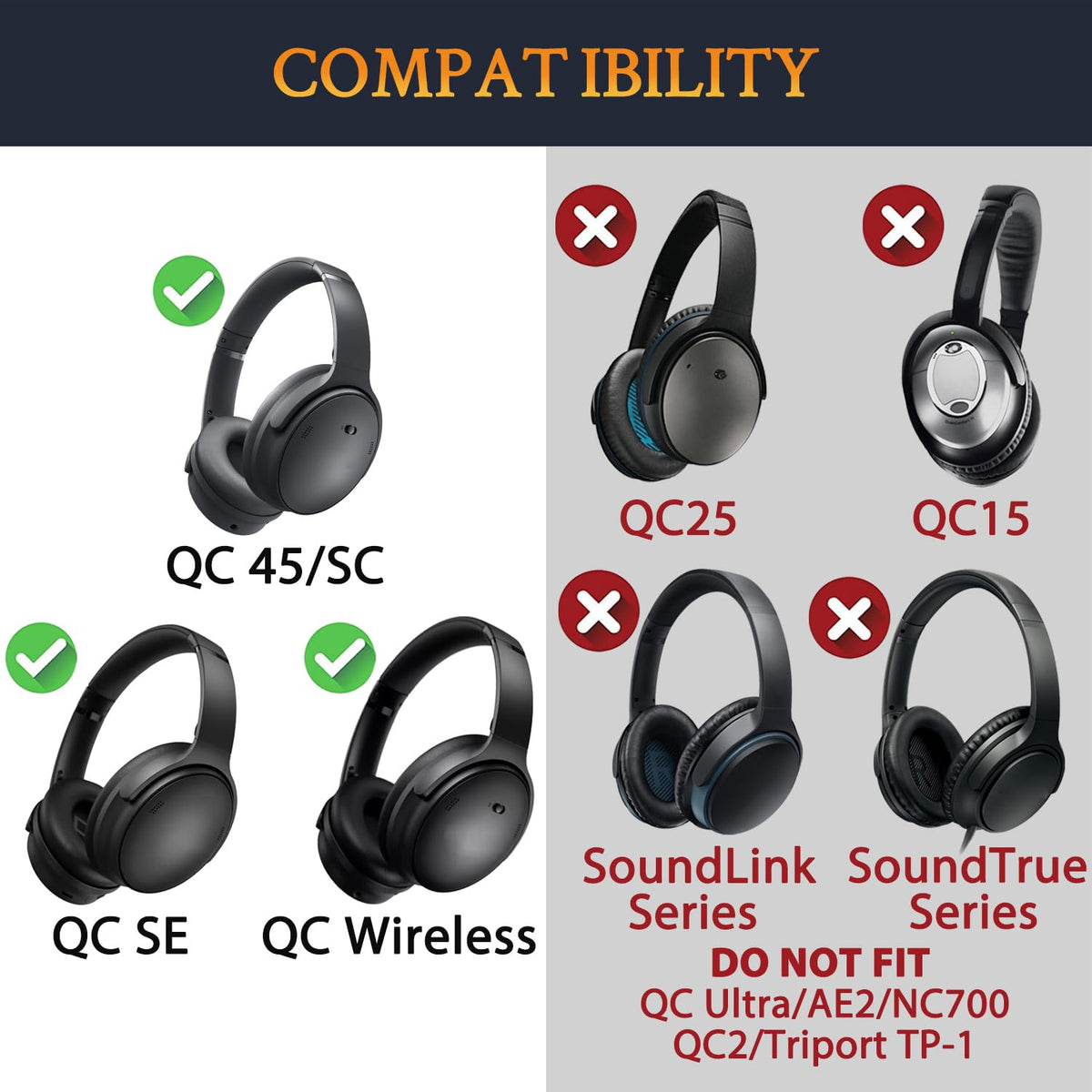 SOULWIT QC45 earpads inner foam detail showing high-density support.
