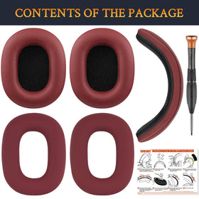 SOULWIT silicone earpad covers burgundy protect against sweat and wear.