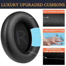 SOULWIT ear pad held in hand showing scale and easy replacement advantage