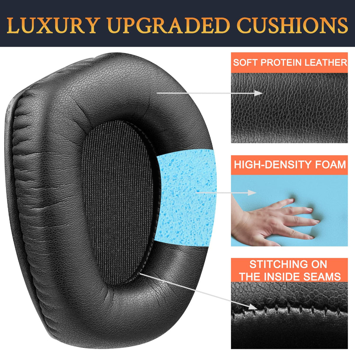 SOULWIT earpads next to ruler for size, accurate fit assurance