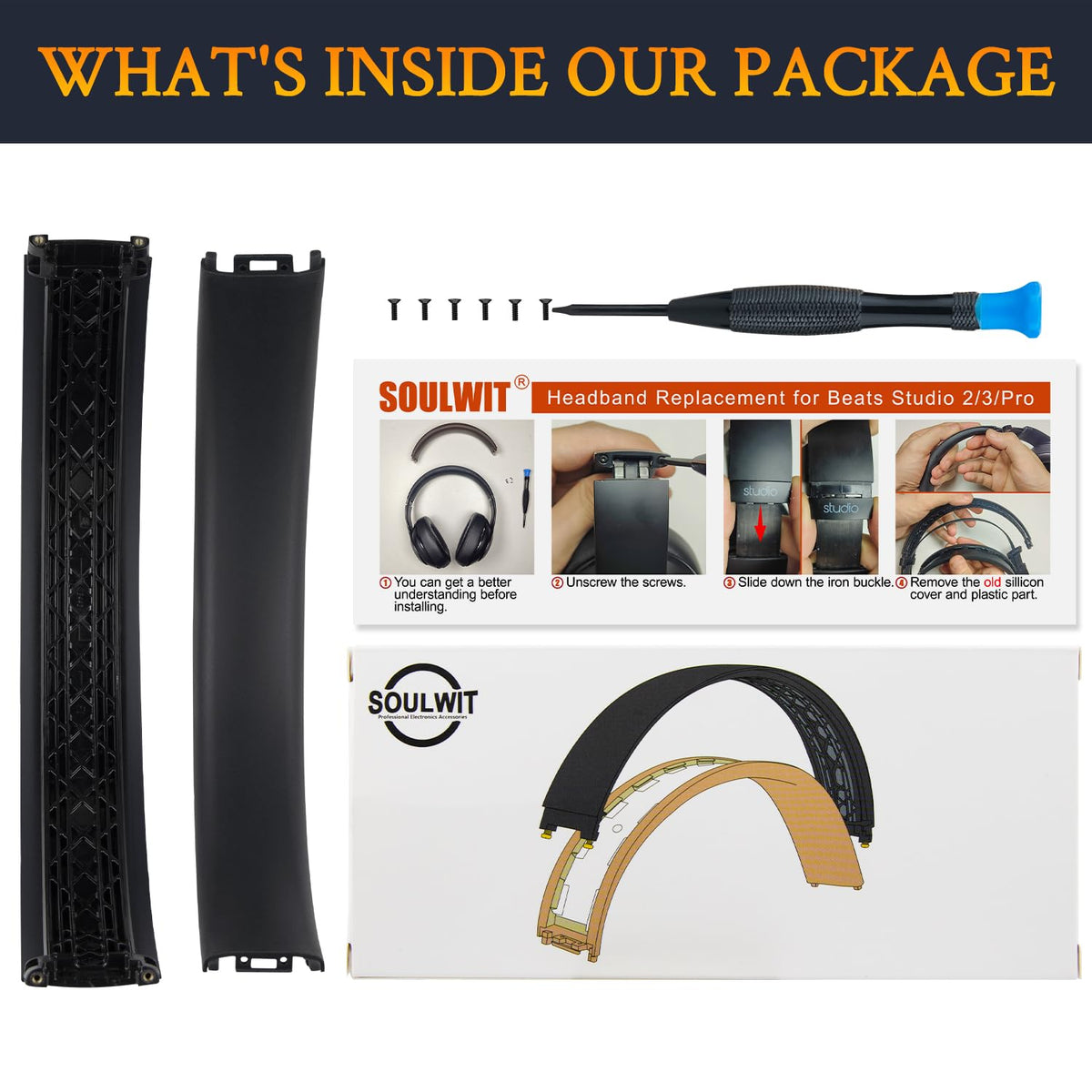 SOULWIT snug headband fit for Beats Studio Pro, maintains secure wear during activity.